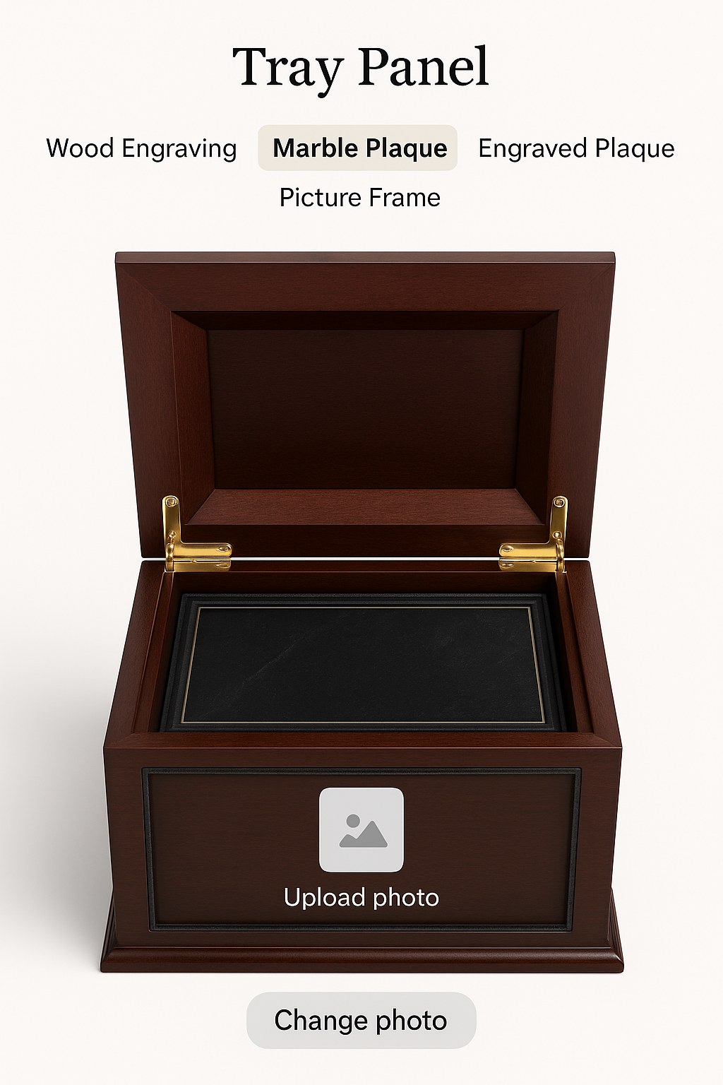 Tray panel material selector